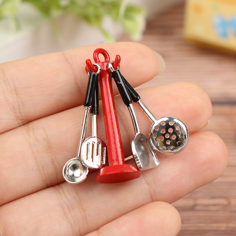 Kids Toys Kitchen - 1:12 Dollhouse Kitchen Utensil Vertical Hanging