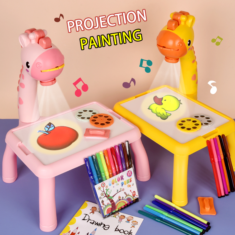 Kids Art Easel - Electric deer projection drawing board multi-functional