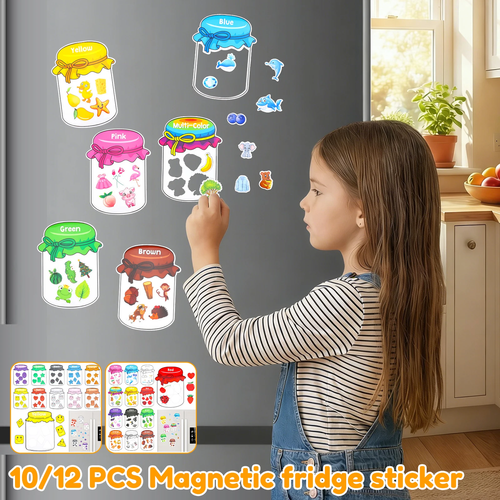 12/10Pcs Color Sorting Fridge  - огляд і ціна Kids Toys 2 Year Old