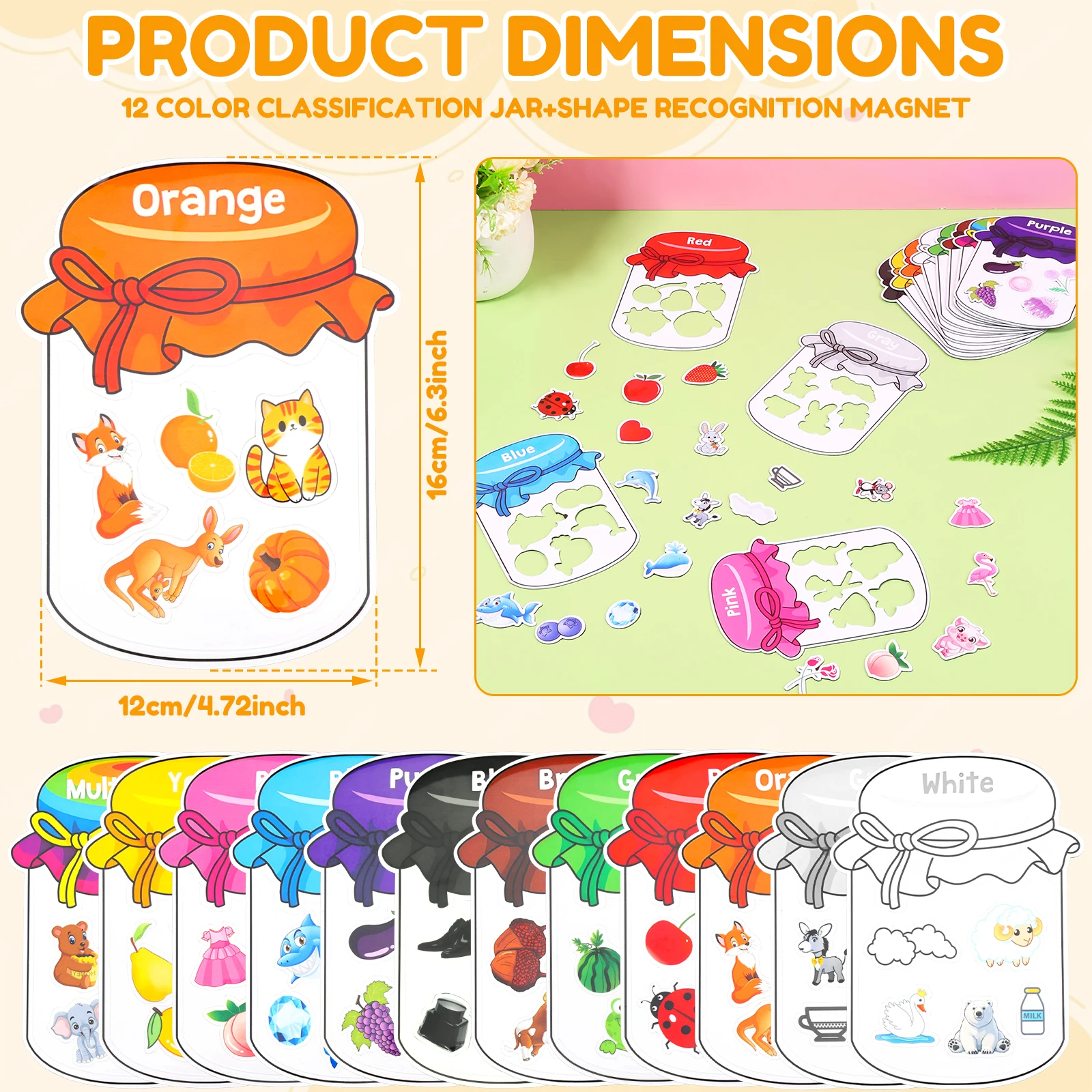 12/10Pcs Color Sorting Fridge  - огляд і ціна Kids Toys 2 Year Old