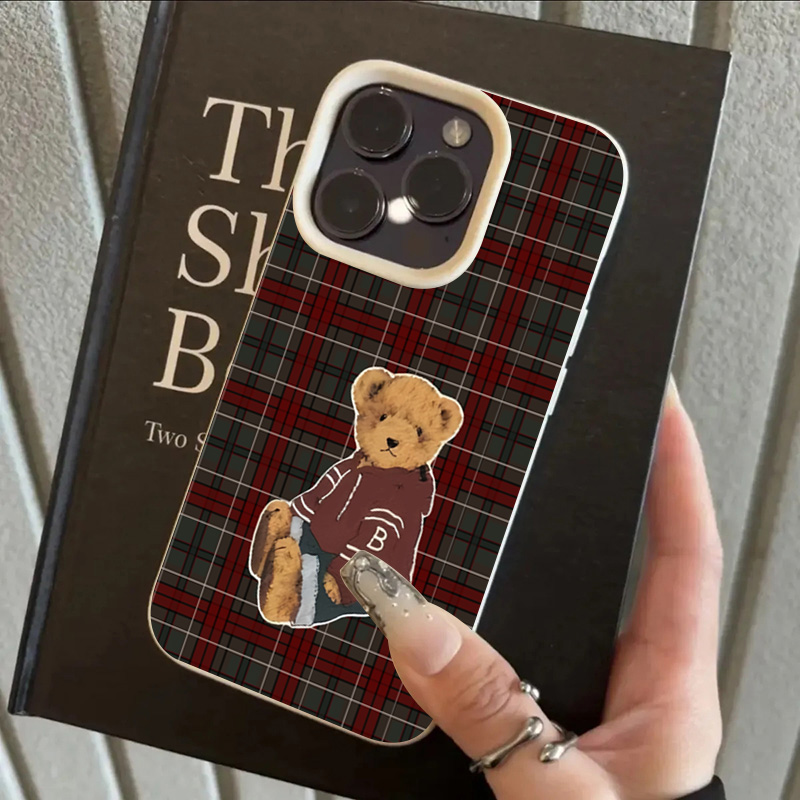 Grid Retro Teddy Bear Pattern  - огляд і ціна Soft Plush Doll