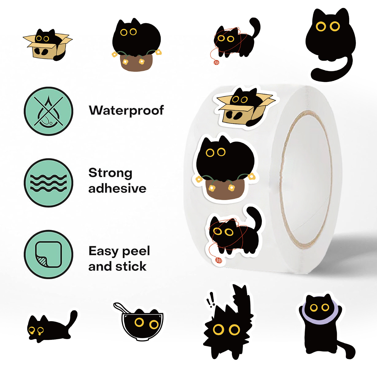100-500Pcs Cartoon Cat Roll St - огляд і ціна Kids Toys Names