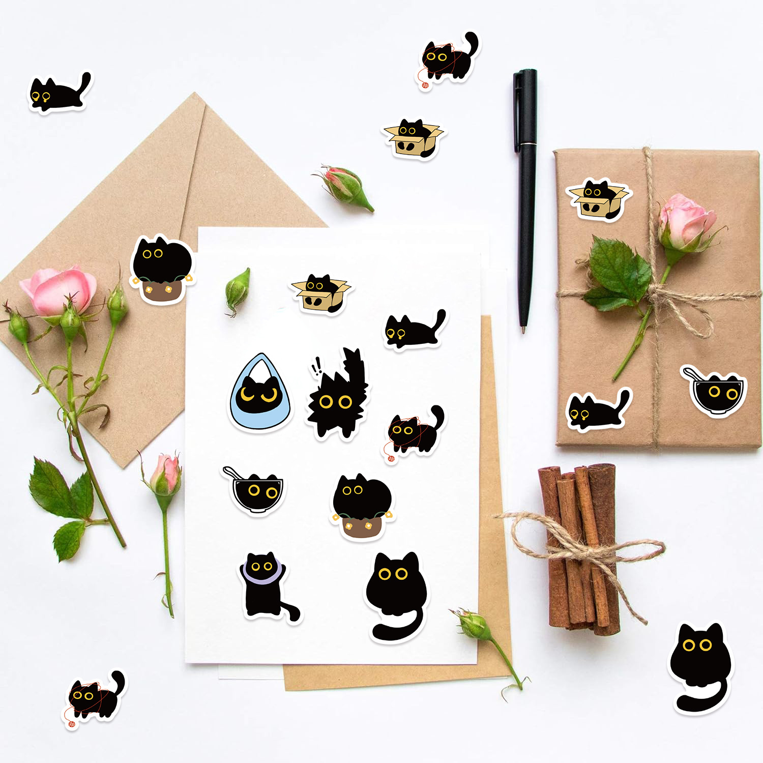 100-500Pcs Cartoon Cat Roll St - огляд і ціна Kids Toys Names