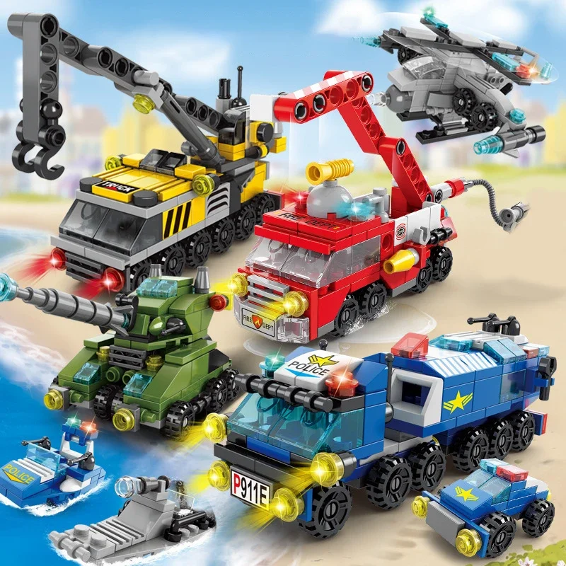 City Fire Car Building Blocks  - огляд і ціна Kids Toys Helicopter