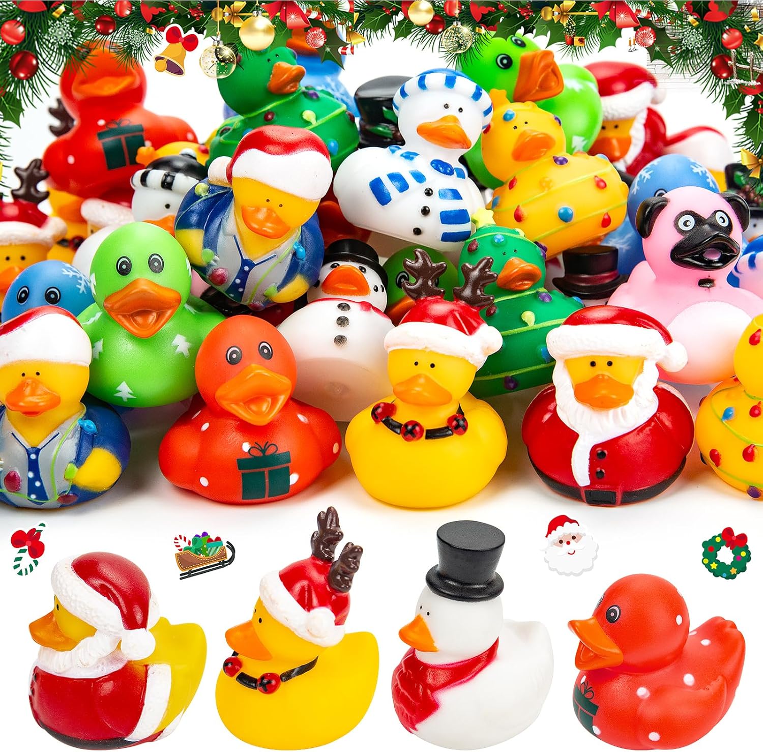 12-100pcs Christmas Rubber Duc - огляд і ціна Kids Toys Jeep