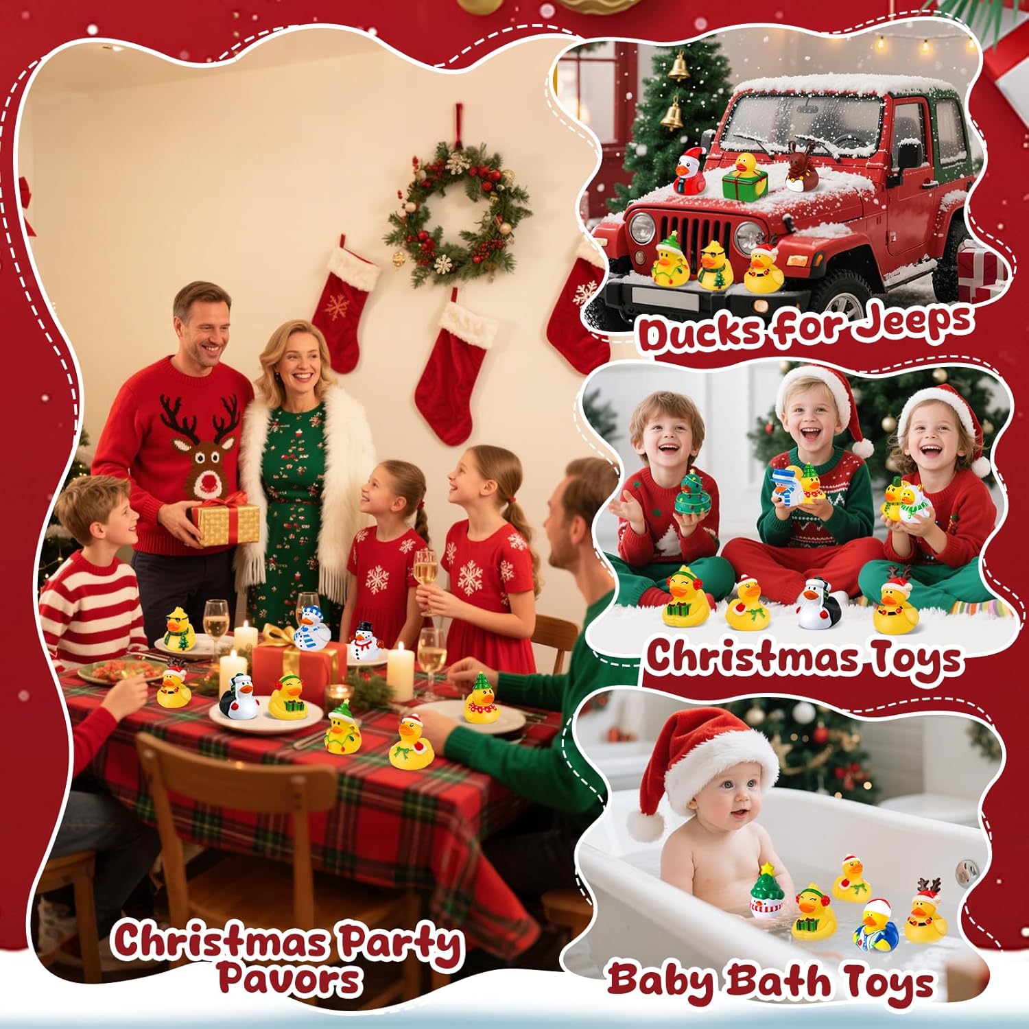 12-100pcs Christmas Rubber Duc - огляд і ціна Kids Toys Jeep
